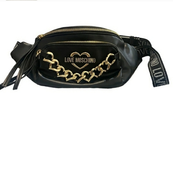 NWT Love Moschino heart chain faux leather belt bag authentic - Picture 2 of 13